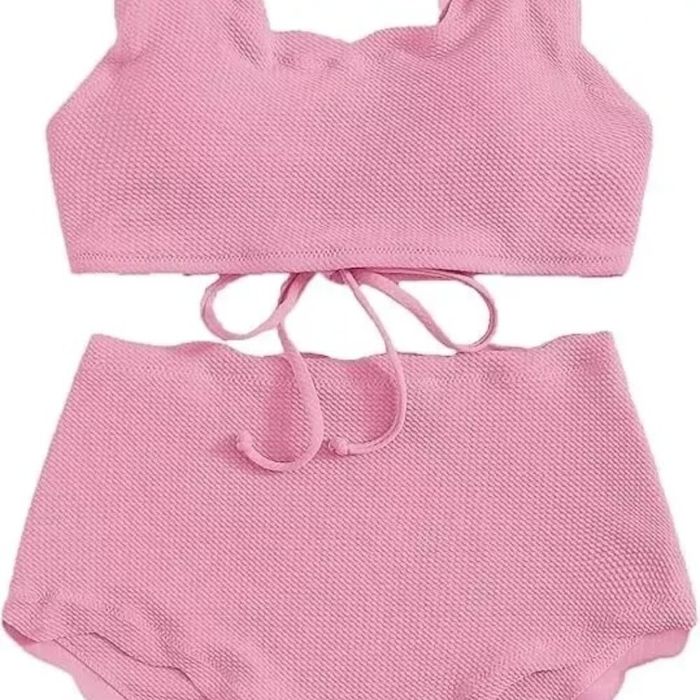 New Women's Pink High Waisted Swimsuit Two Piece Bathing suit Medium/M